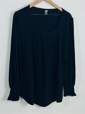 Rubzoof Classic Square Neck Long Scrunch Sleeve Pleated Timeless Blouse Size XL